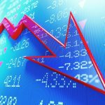 A stylized digital stock market graphic showing red downward-trending arrows and falling numbers against a blue background. The image is overlaid with a quote from Larry Martin of Dr. Larry Martin & Associates calling current market and policy volatility unprecedented since the Second World War. Photo: Canva/MicroStockHub_Getty Images Signature